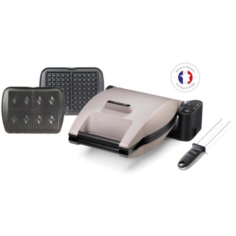Gaufrier multifonction 1200W – Plaques interchangeables pour gaufres et gaufrettes – Design gris perlé – Fabrication française – Lagrange