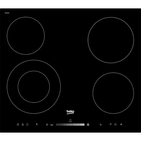 Beko – Plaque vitrocéramique 4 foyers vifs – Puissance 6700W – Dimensions L 58 x P 51 cm – Commandes tactiles – Sécurité enfant - HIC64502T