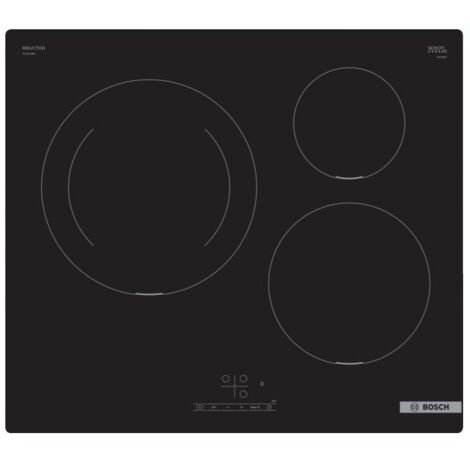 Bosch – Table de cuisson induction 3 foyers 60cm – Puissance 4600W avec PowerBoost – Surface vitrocéramique – PUJ611BB5E