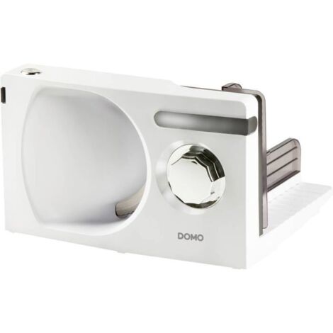 Trancheuse électrique 120W DO523S – Lame inox 17 cm – Épaisseur de coupe 1 à 15 mm – Chariot et poussoir inclus – Domo (1/5)