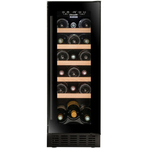 Cave à vin encastrable 20 bouteilles – CBU20S2B – Froid brassé – Porte vitrée réversible anti-UV – Dimensions 86.5x29.5x57 cm – Climadiff