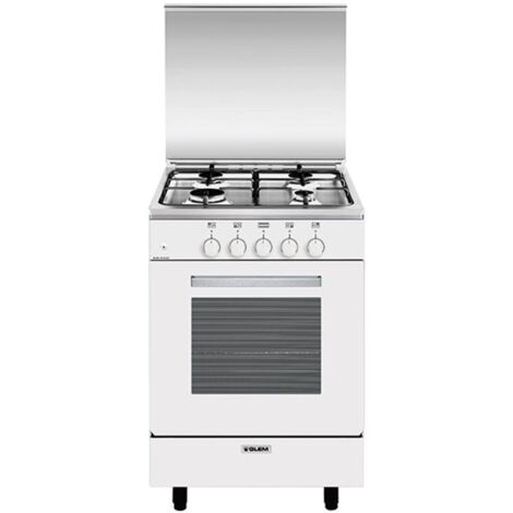 Glemgas – Cuisinière gaz 60L 4 feux inox – Four gaz 60L – Gril 2 kW – Nettoyage émail lisse – Sécurité gaz par thermocouple – GA551GWH (1/6)