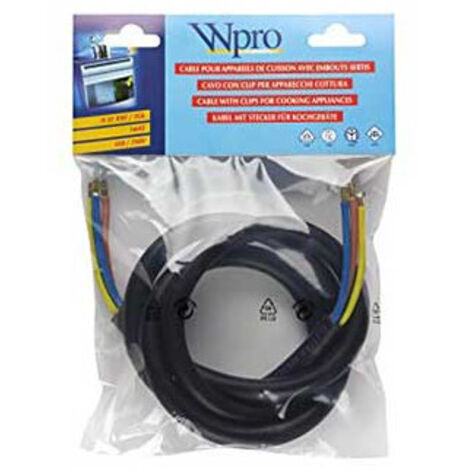 Câble électrique HO5 RRF 3G4 – Longueur 1,45m – Puissance 5750W pour appareils de cuisson – Gaine robuste pour connexion sécurisée – Wpro