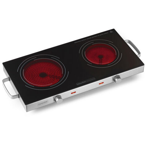 Kitchenchef – Réchaud vitroceramique 2 feux 2800W – Puissance 1800W + 1000W – Dimensions 64x30 cm – KCPPV2800
