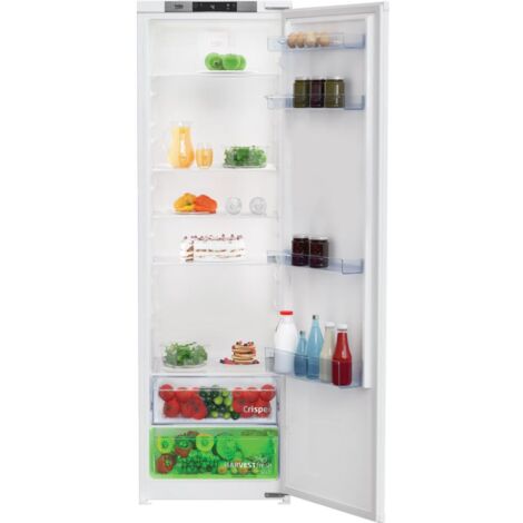 Beko – Réfrigérateur intégrable 1 porte 309L – Froid brassé – Écran LCD – Technologie HarvestFresh – Alarme porte ouverte – BSSA315E4SFN