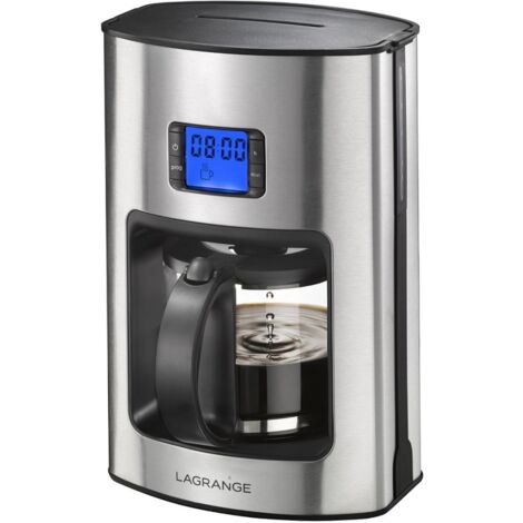 Cafetière 1000W pour 12 tasses – Verseuse en verre – Départ programmable – 529001 – Lagrange
