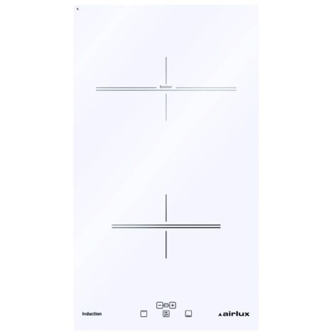 Airlux – Table induction domino 30cm 2 foyers vitrocéramique – Puissance 3000W avec booster – Commandes tactiles – ATI322WH
