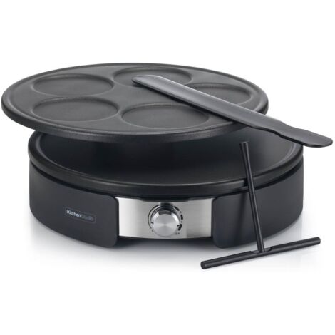 Kitchenchef – Crêpière électrique 37 cm 1500W – Plaques amovibles en aluminium antiadhésives – Thermostat réglable 5 positions – Spatule et répartiteur inclus - KSLW170F