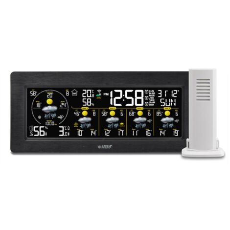 Station météo Wifi – Prévisions 4 jours – Température intérieure/extérieure - Plage -40 à 70 °C – Hygrométrie 1 à 99 % RH – Adaptateur secteur inclus - SW404-BLA (1/3)