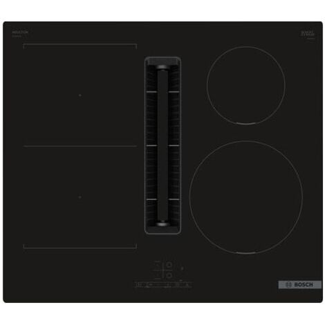 Bosch – Plaque induction 3 foyers 59.2 cm avec hotte intégrée – Puissance 3700 W – Extraction 622 m³/h – PVS611B16E