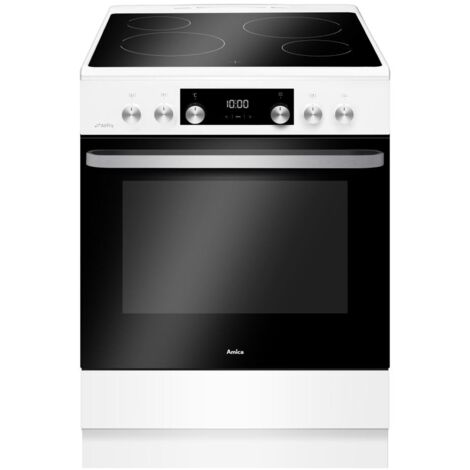 Cuisinière vitrocéramique 77L 4 feux blanc – Four multifonction 11 modes – Nettoyage catalytique – Puissance 2300W – Amica - ACV7005RB