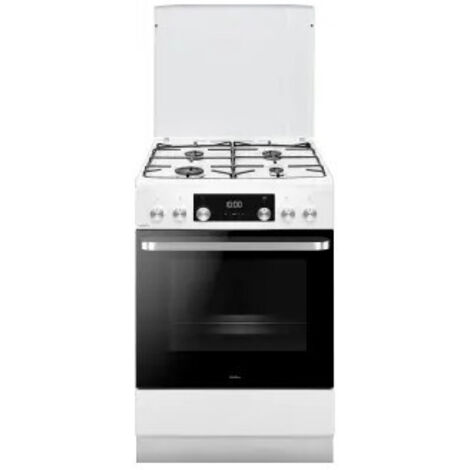 Gazinière à gaz 4 foyers 77L – Four électrique multifonction chaleur tournante – Classe A – Nettoyage catalytique – 60 cm blanc – Amica - ACM7005RB