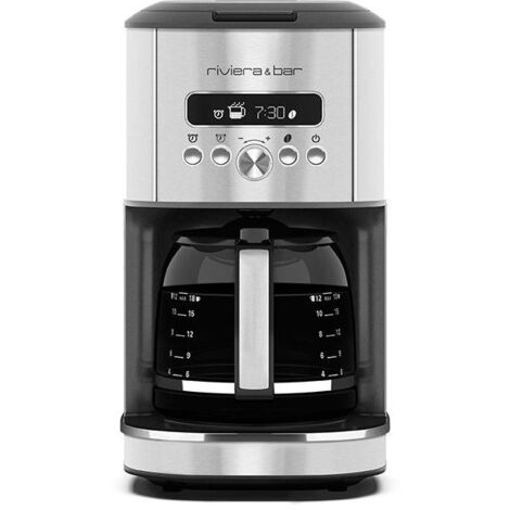 Cafetière filtre programmable inox 1,8L – 18 tasses – Sélecteur d'arômes – Écran LCD – Maintien au chaud 30 min – Riviera & Bar - BCF570