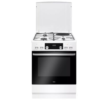 Cuisinière mixte 77L 4 feux gaz et électrique – Four multifonction A+ 77L – Nettoyage pyrolyse – ACM7037RB – Amica