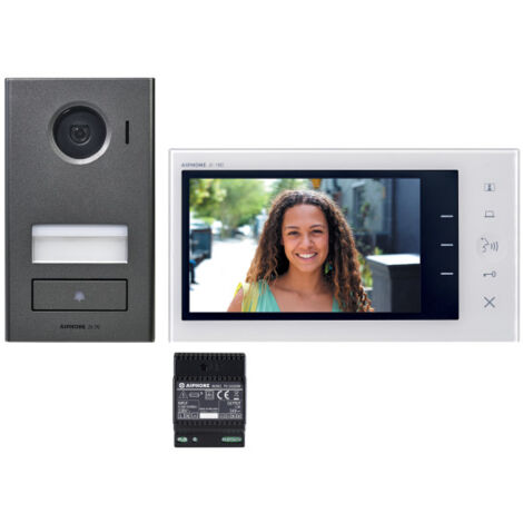 Aiphone – Kit vidéo couleur antivandales saillie 2 fils intégral avec moniteur LCD 7” – Fonction mains-libres – IP54 – 130440 - JVS1V