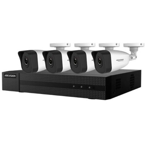 Hikvision – Kit de vidéosurveillance 4MP PoE – 4 caméras bullet IR – Résolution 2560x1440 – Vision nocturne – Application Hik-Connect - HWK-N4184BH-MH