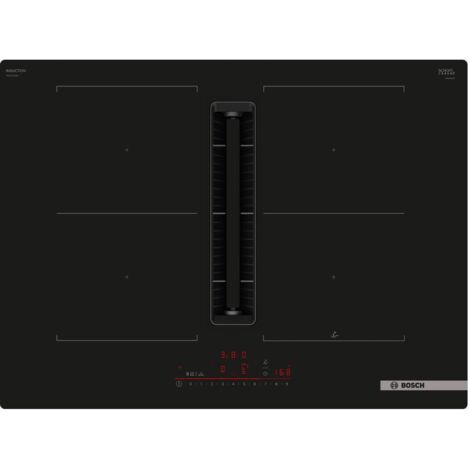 Bosch – Table de cuisson aspirante induction 71cm 4 feux 3600W – Hotte intégrée avec technologie DirectSelect – PVQ711H26E