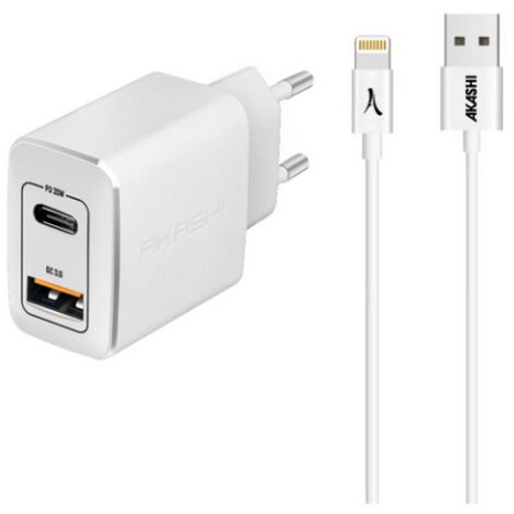 Chargeur secteur USB AKASHI ALTACQC20LITWH (1/3)