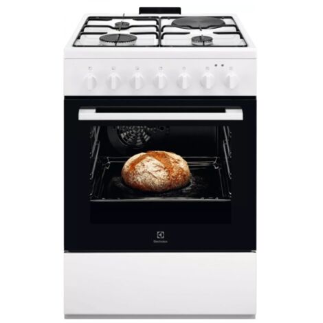 Electrolux – Cuisinière mixte 60x60 cm 57L – 3 foyers gaz + 1 foyer électrique – Four multifonction avec chaleur tournante – Nettoyage catalytique - LKM624022W