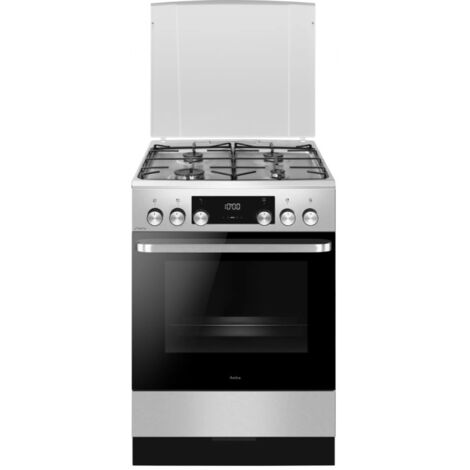 Cuisinière gaz inox 4 foyers – Four électrique multifonction 77L – Classe A – Nettoyage par catalyse – Rails télescopiques inclus – Amica - ACM7005RX