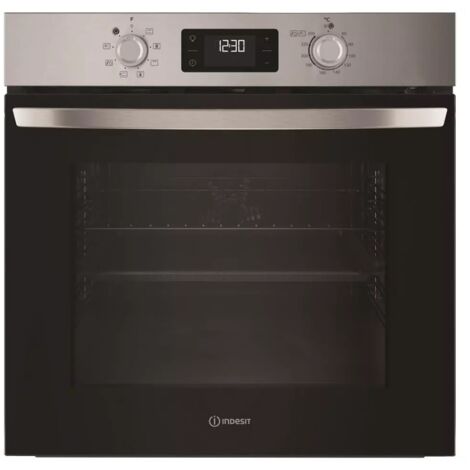 Indesit – Four traditionnel pyrolyse 71L – Classe énergétique A++ – Nettoyage automatique – Inox – Multifonction (1/5)