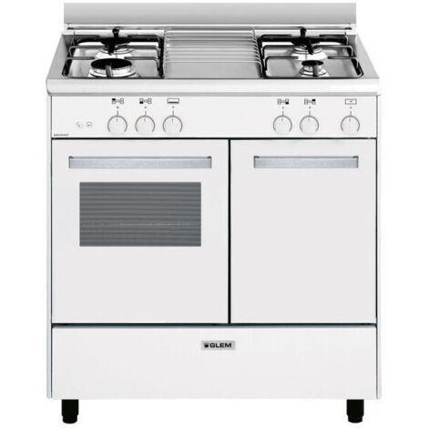 Glemgas – GA85PMWH – Gazinière Butanette 80x50 Blanc – 4 foyers dont 1 rapide 3 kW – Four gaz 2 modes de cuisson – Minuteur sonore 60 min (1/4)
