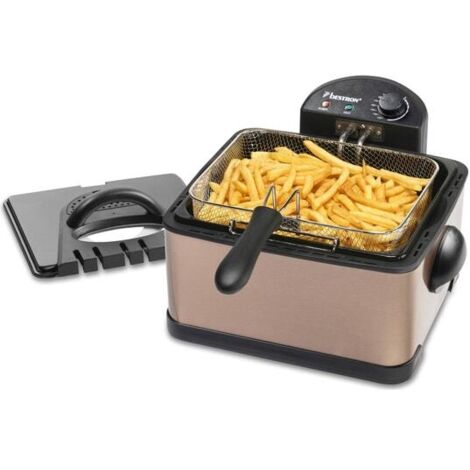 Friteuse électrique 4,5 L – Puissance 2000 W – Température réglable max. 190 °C – 2 paniers à friture inclus – Design en cuivre – Bestron - DF402CO