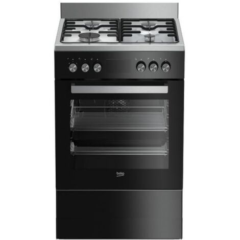 Beko – Cuisinière gaz 65L 4 foyers – Convection naturelle – Classe A+ – Nettoyage par catalyse – Puissance 10.4 kW – Couleur noire