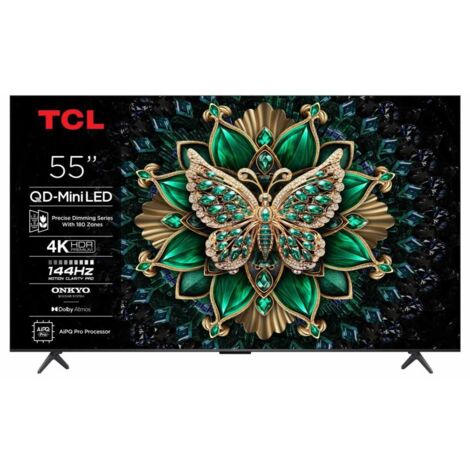 TCL – Téléviseur 55 pouces Mini LED UHD 4K – Smart TV avec 4 ports HDMI – Classe énergétique A – Taux de rafraîchissement 60Hz
