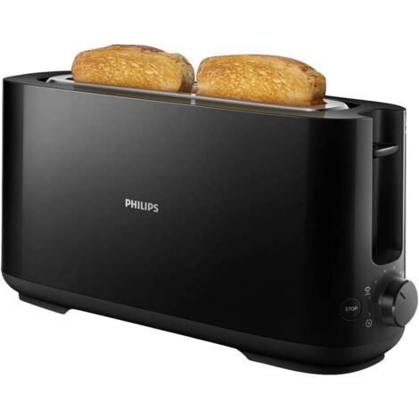 Philips – Grille-pain 2 fentes 1030W – Réchauffe-viennoiseries intégré – 8 niveaux de brunissage – Longueur 40,2 cm – Noir - HD2590 (1/10)