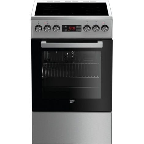 Beko – Cuisinière vitrocéramique 4 foyers 7800W – Chaleur tournante brassée – Nettoyage vapeur – Classe A – 55L – Dimensions 85x50x60cm - FSM57300GX