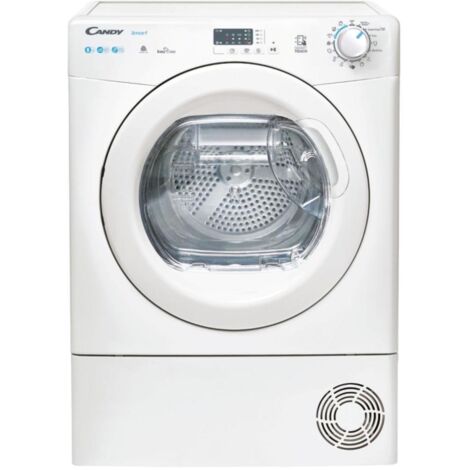Candy – Sèche-linge frontal 8kg pompe à chaleur – Classe énergétique E – Départ différé – Connectivité NFC SimplyFi - CSEH8ELE-S