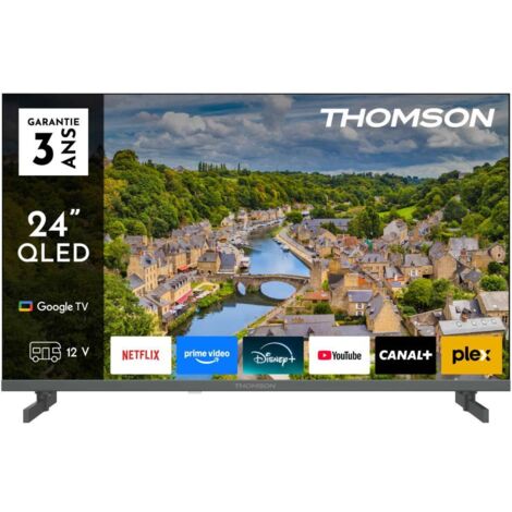 Thomson – Téléviseur QLED 60 cm HD TV – Technologie Quantum Dot – Bluetooth 5.1 – Google 5.0 avec Assistant vocal – Triple tuner intégré - 24HQG3S15C