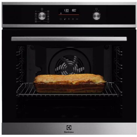 Electrolux – Four chaleur tournante 72L 56cm pyrolyse inox/noir – Chaleur tournante pulsée pour cuisson homogène – EOF6P66X1