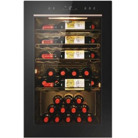 Haier – Cave à vin de service 49 bouteilles – Largeur 50 cm – Porte en verre anti-UV – Système anti-vibration – HWS49GAE