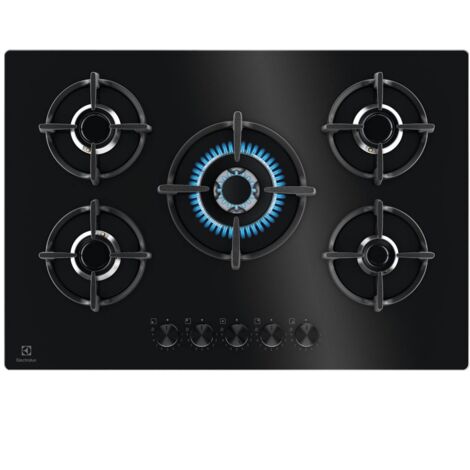 Electrolux – Table de cuisson gaz 5 brûleurs EGG75372K – Surface en verre – Brûleurs Speed Burners – Puissance 10450W – Commandes StepPower