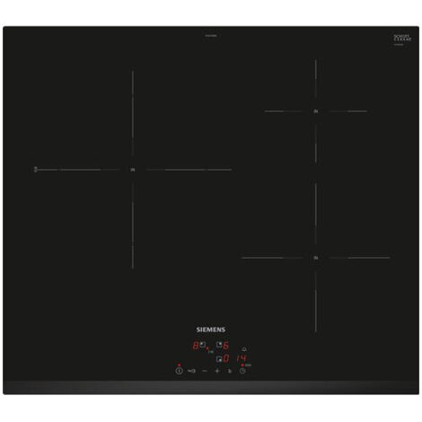 Siemens – Table de cuisson induction 60 cm 3 foyers 3,7 kW – Verre vitrocéramique noir – EH631BJB6E