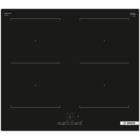 Bosch – Plaque induction 4 foyers 7400W – Zones CombiZone 3,7 kW – Dimensions 59,2 x 52,2 cm – Installation encastrée – PVQ611BB6E