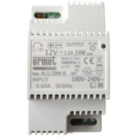 Alimentation régulée 12 Vcc 2 A pour système de verrouillage - URMET AL12/2DIN
