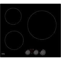 Amica – Plaque à induction 3 foyers 59cm 5500W – Zone de cuisson modulable – Noir – Pour cuisson rapide et précise