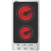 Amica – Plaque vitrocéramique 2 foyers – Puissance 3000W – Encastrement 27x49cm – Couleur inox