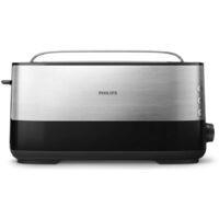 Philips – Grille-pain à fente large 1030W – Fente extra longue pour tous types de pain – Métal et plastique noir – Fonction décongélation - HD2692