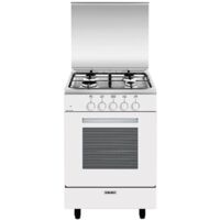 Glemgas – Cuisinière gaz 60L 4 feux inox – Four gaz 60L – Gril 2 kW – Nettoyage émail lisse – Sécurité gaz par thermocouple – GA551GWH