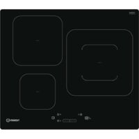 Indesit – Plaque à induction 3 foyers 59cm – Puissance 7200W – Avec minuteur et booster – Plaque avec hotte intégrée