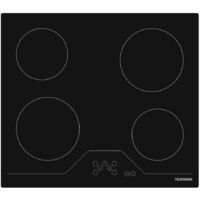 Telefunken – Plaque vitrocéramique 4 foyers 6000W – Largeur 59cm – Zone de cuisson modulable – Couleur noir