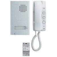 Aiphone – Kit portier audio 2 fils intégral – Technologie 2 fils – Gâche électrique câblée – Communication audio sans fil – Platine extra-plate 22mm