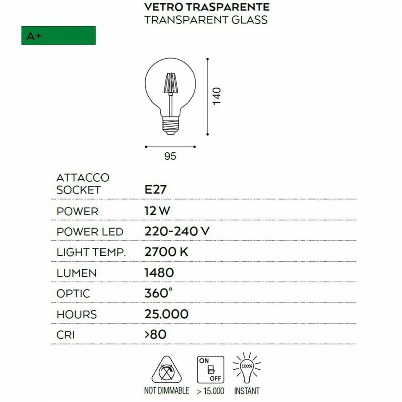 Lampadina LED GLA255V E27 12W luce calda 2200K GEALED