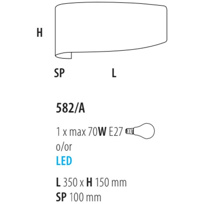 Applique moderna Fratelli Braga VIRGOLA 582 A E27 LED