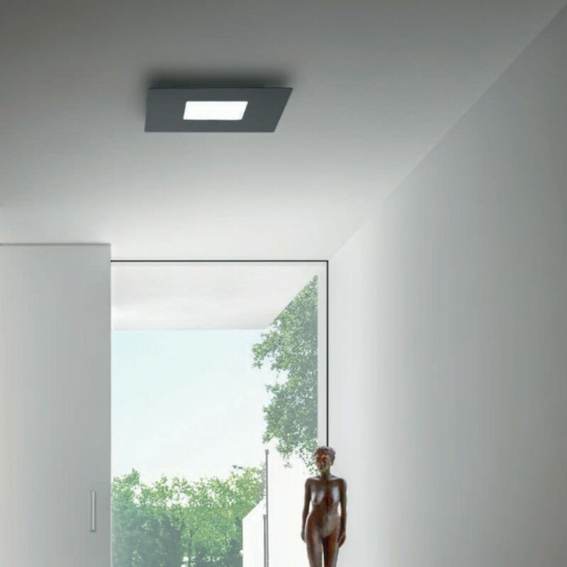 Plafoniera giarnieri bilde pl 56w 5600lm 3000°k 64x64 dimmerabile alluminio  lampada soffitto parete moderna quadrata, finitura metallo nero opaco