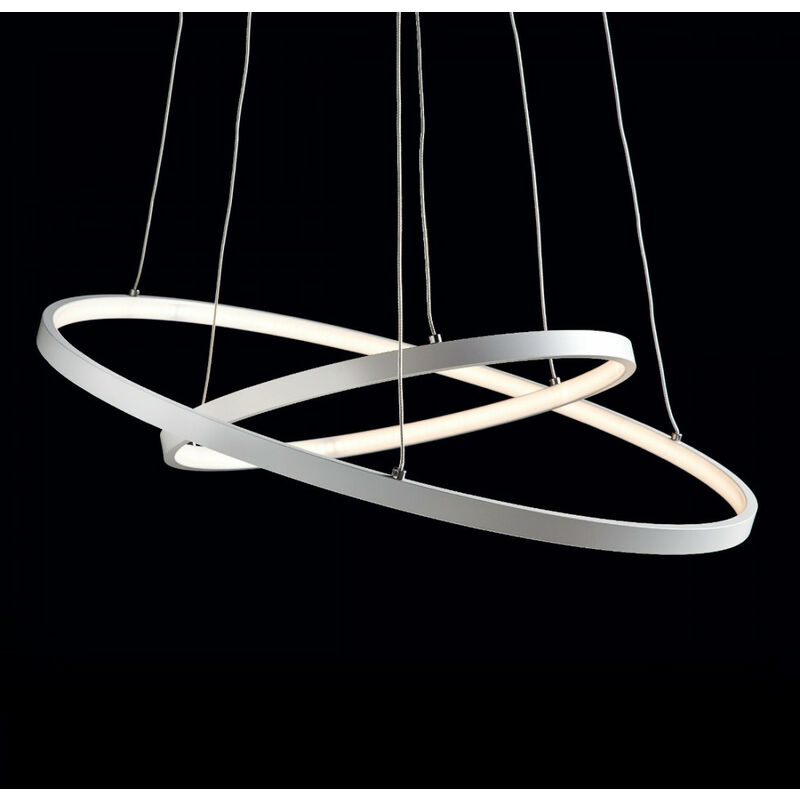 Illuminando - Lampadari Moderni Anelli 2 Led Sospensione metallo Bianco interni 32W 2240lm, Tonalità Luce 3000°k (luce calda)